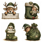 Green Christmas Peekers Clipart