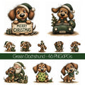 Green Christmas Dachshund Clipart