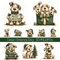 Green Christmas Dog Clipart
