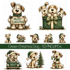 Green Christmas Dog Clipart