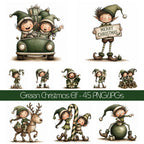 Green Christmas Elf Clipart