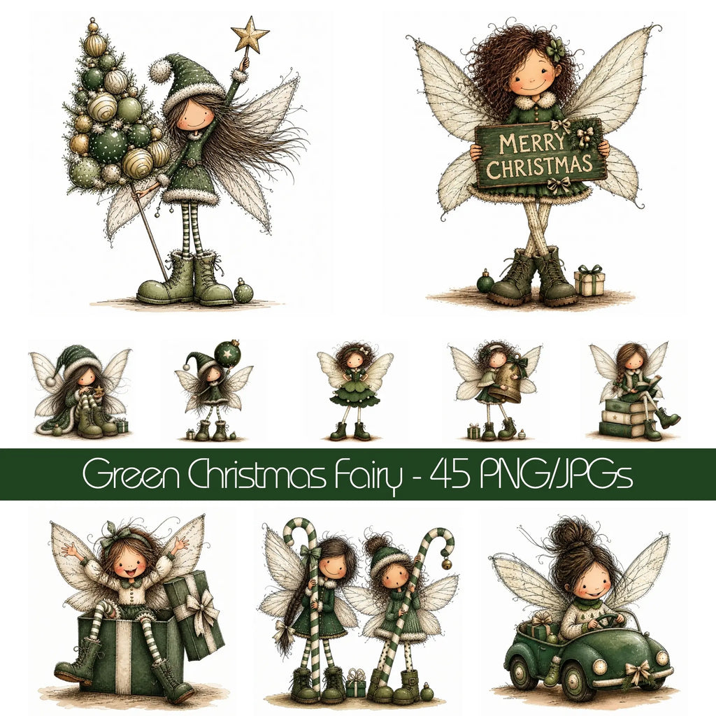 Green Christmas Fairy Clipart