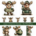 Green Christmas Moose Clipart