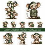 Green Christmas Mouse Clipart
