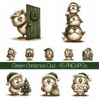 Green Christmas Owl Clipart