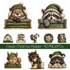 Green Christmas Peekers Clipart
