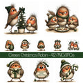 Green Christmas Robin Clipart