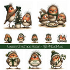 Green Christmas Robin Clipart
