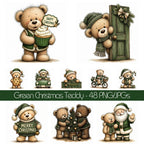 Green Christmas Teddy Bear Clipart