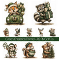 Green Christmas Woodland Animal Clipart