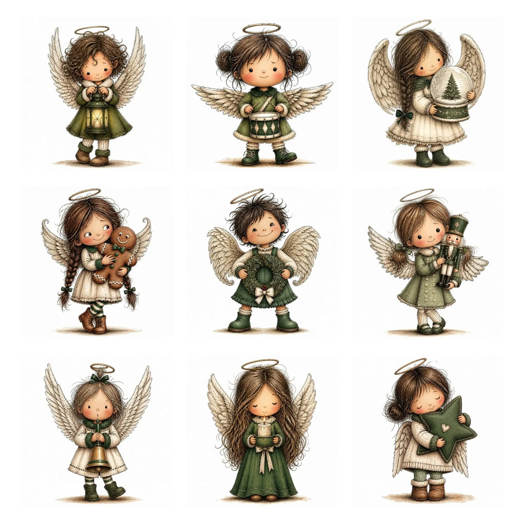 Green Christmas Angel Clipart