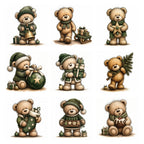 Green Christmas Teddy Bear Clipart