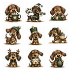 Green Christmas Dachshund Clipart