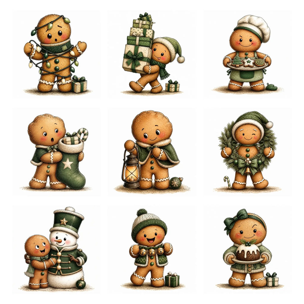 Green Christmas Gingerbread Clipart
