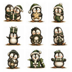 Green Christmas Penguin Clipart