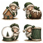 Green Peeking Santa Christmas Clipart