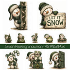 Green Peeking Snowman Christmas Clipart