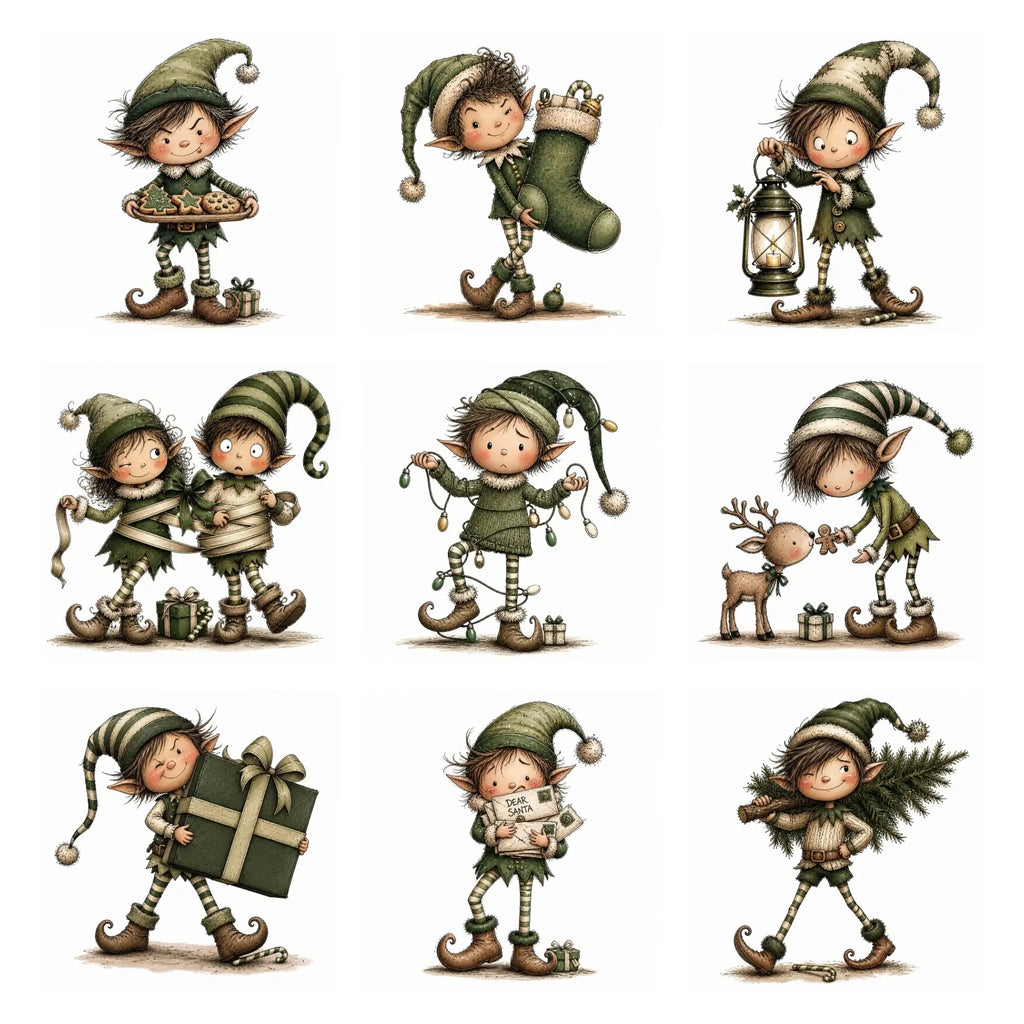 Green Christmas Elf Clipart