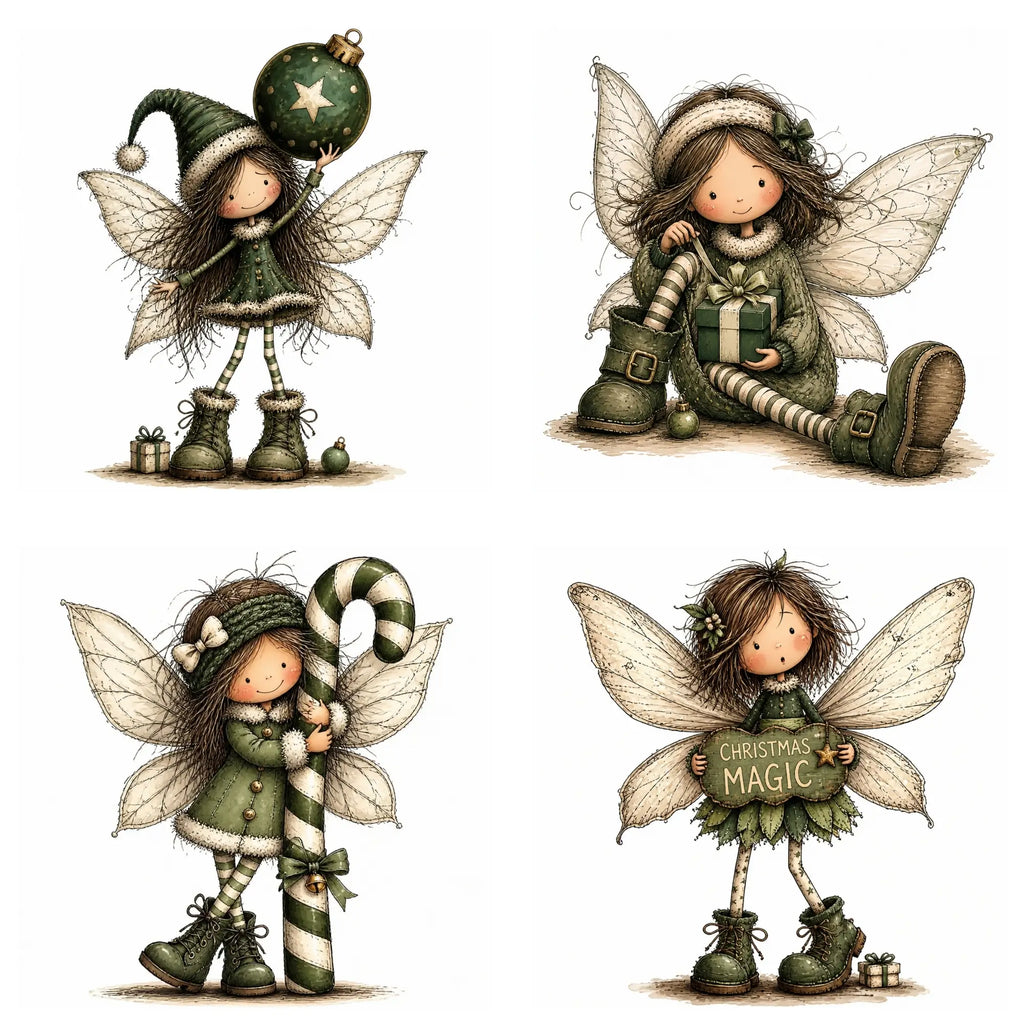 Green Christmas Fairy Clipart