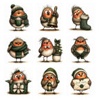 Green Christmas Robin Clipart