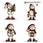 Burgundy Christmas Snowman Clipart