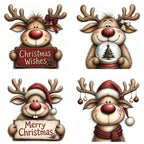 Burgundy Christmas Reindeer Portrait Clipart