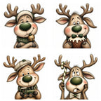 Green Christmas Reindeer Portrait Clipart