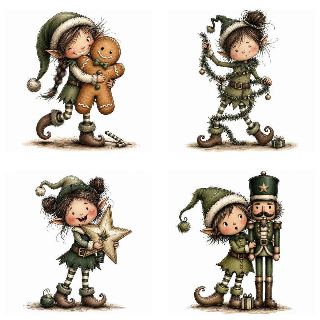 Green Christmas Elf Clipart