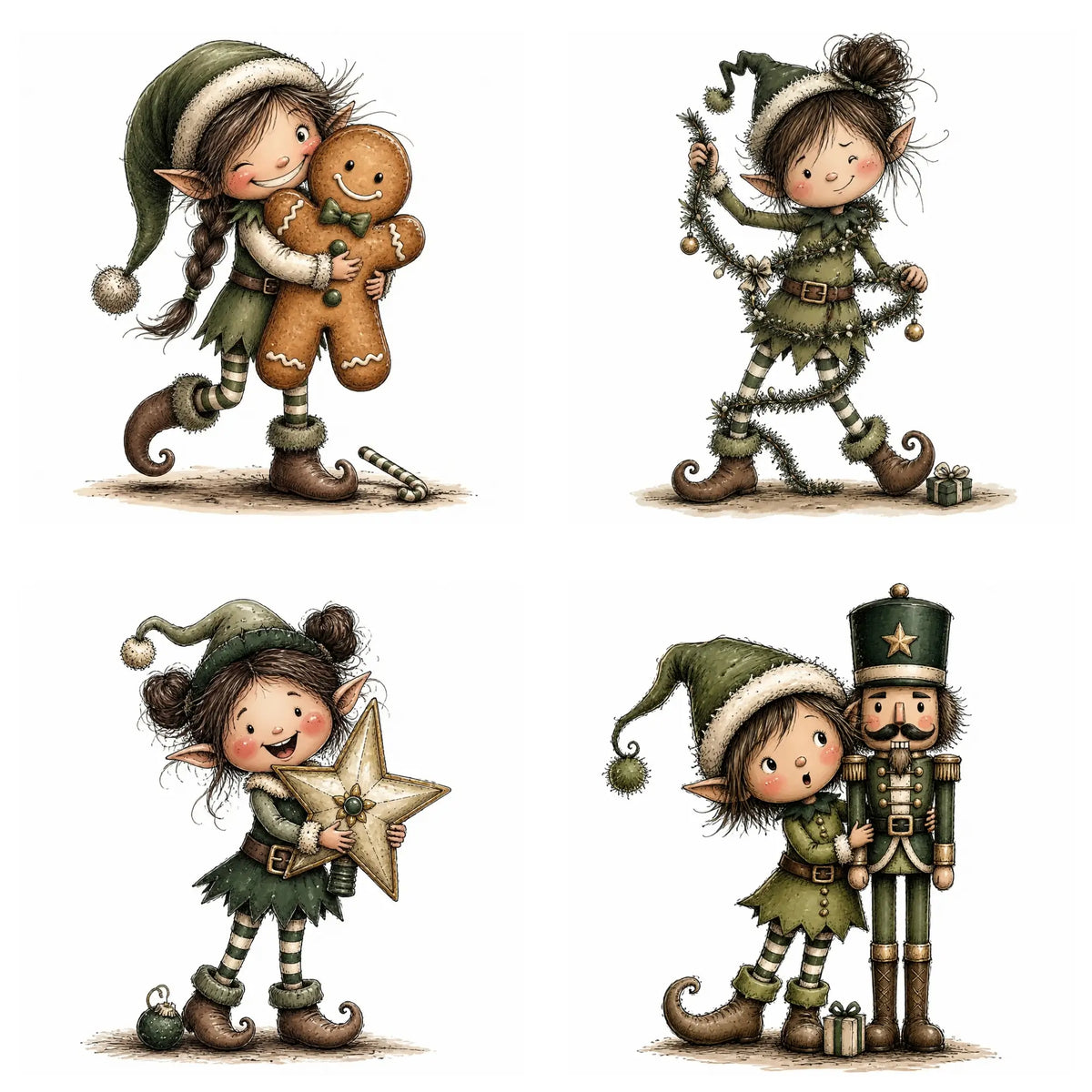 Green Christmas Elf Clipart
