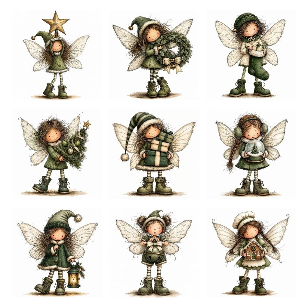 Green Christmas Fairy Clipart