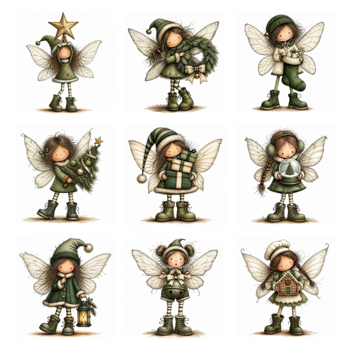 Green Christmas Fairy Clipart