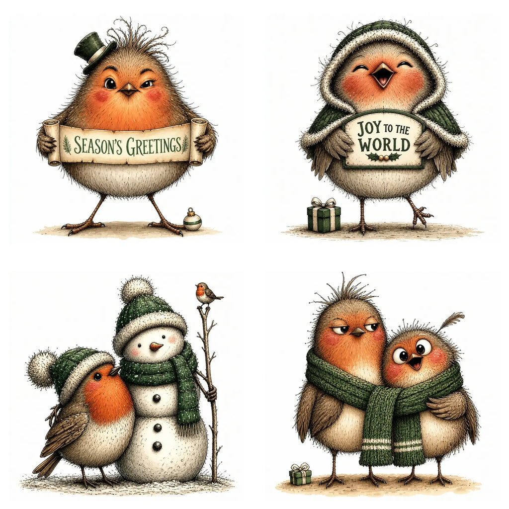 Green Christmas Robin Clipart