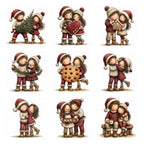 Burgundy Christmas Couple Clipart