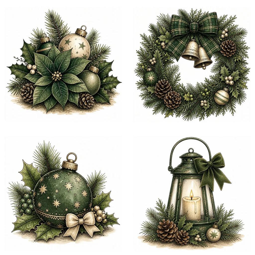 Green Christmas Decorations Clipart