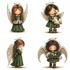 Green Christmas Angel Clipart