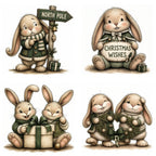 Green Christmas Bunny Clipart