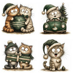 Green Christmas Cat Clipart