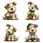 Green Christmas Dog Clipart