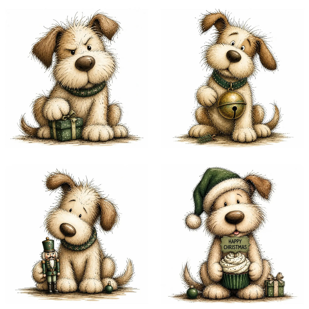 Green Christmas Dog Clipart