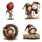 Burgundy Christmas Elf Clipart