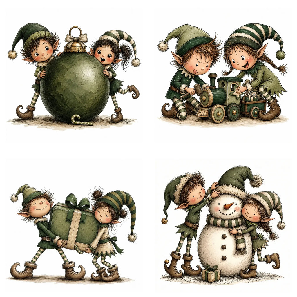Green Christmas Elf Clipart