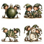 Green Christmas Elf Clipart