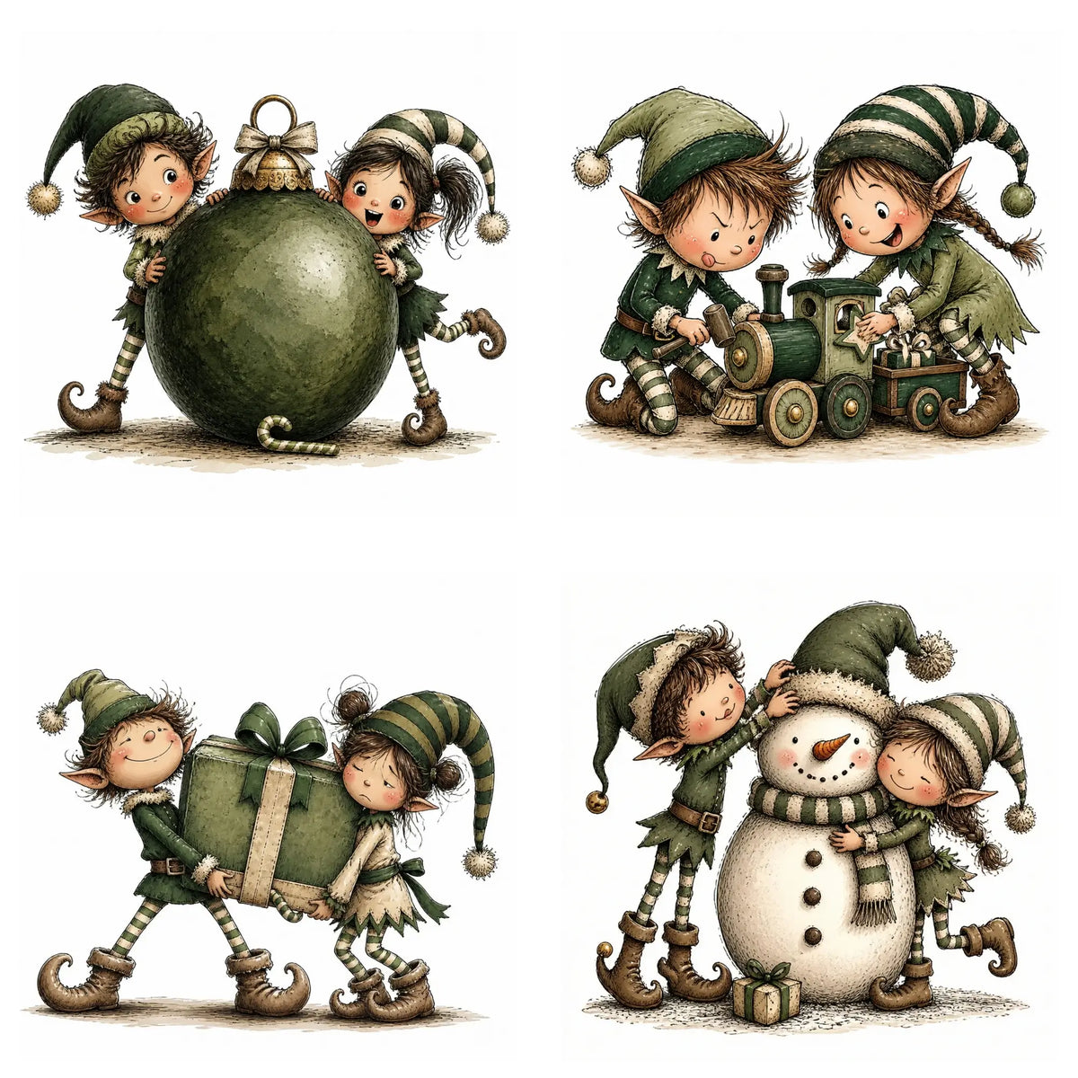 Green Christmas Elf Clipart