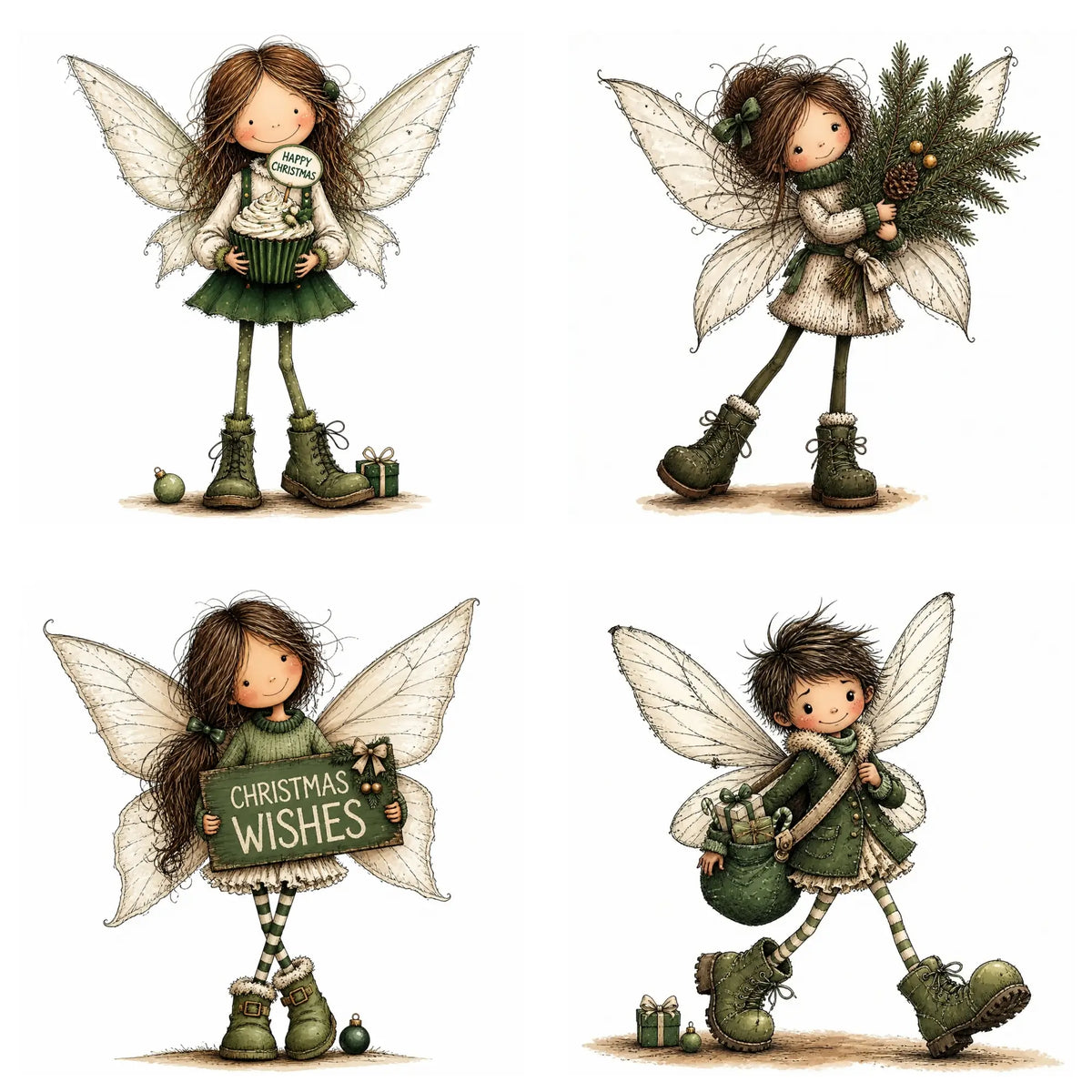 Green Christmas Fairy Clipart