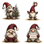 Burgundy Christmas Gnome Clipart