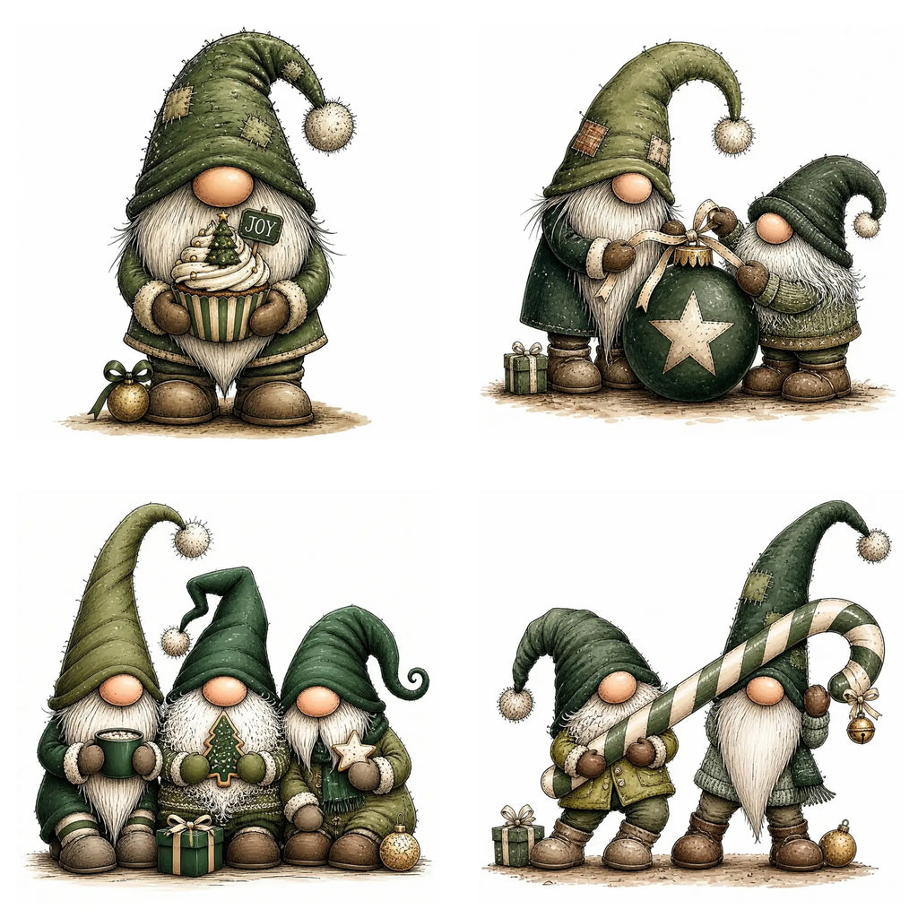 Green Christmas Gnome Clipart