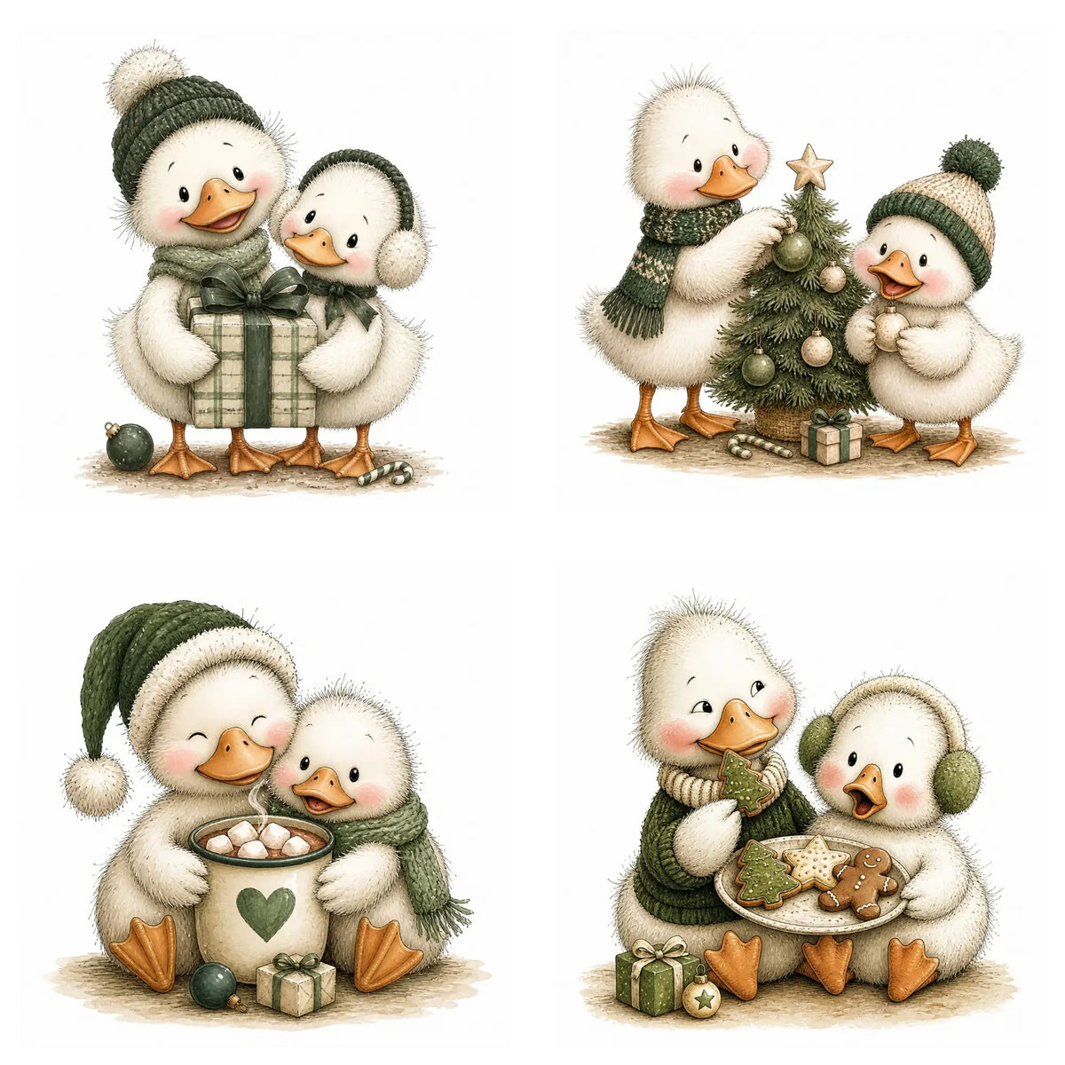 Green Christmas Goose Clipart