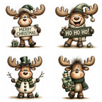Green Christmas Moose Clipart