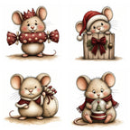 Burgundy Christmas Mouse Clipart