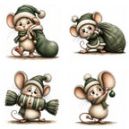 Green Christmas Mouse Clipart